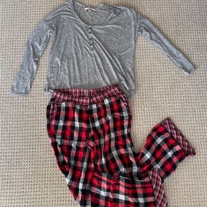 Victoria's Secret Pajama Set - Gray and Red Plaid Size XS